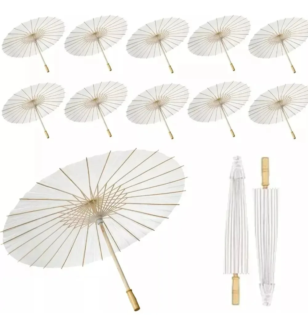 10 guarda-chuvas de tecido branco da China para decoração de festas de casamento