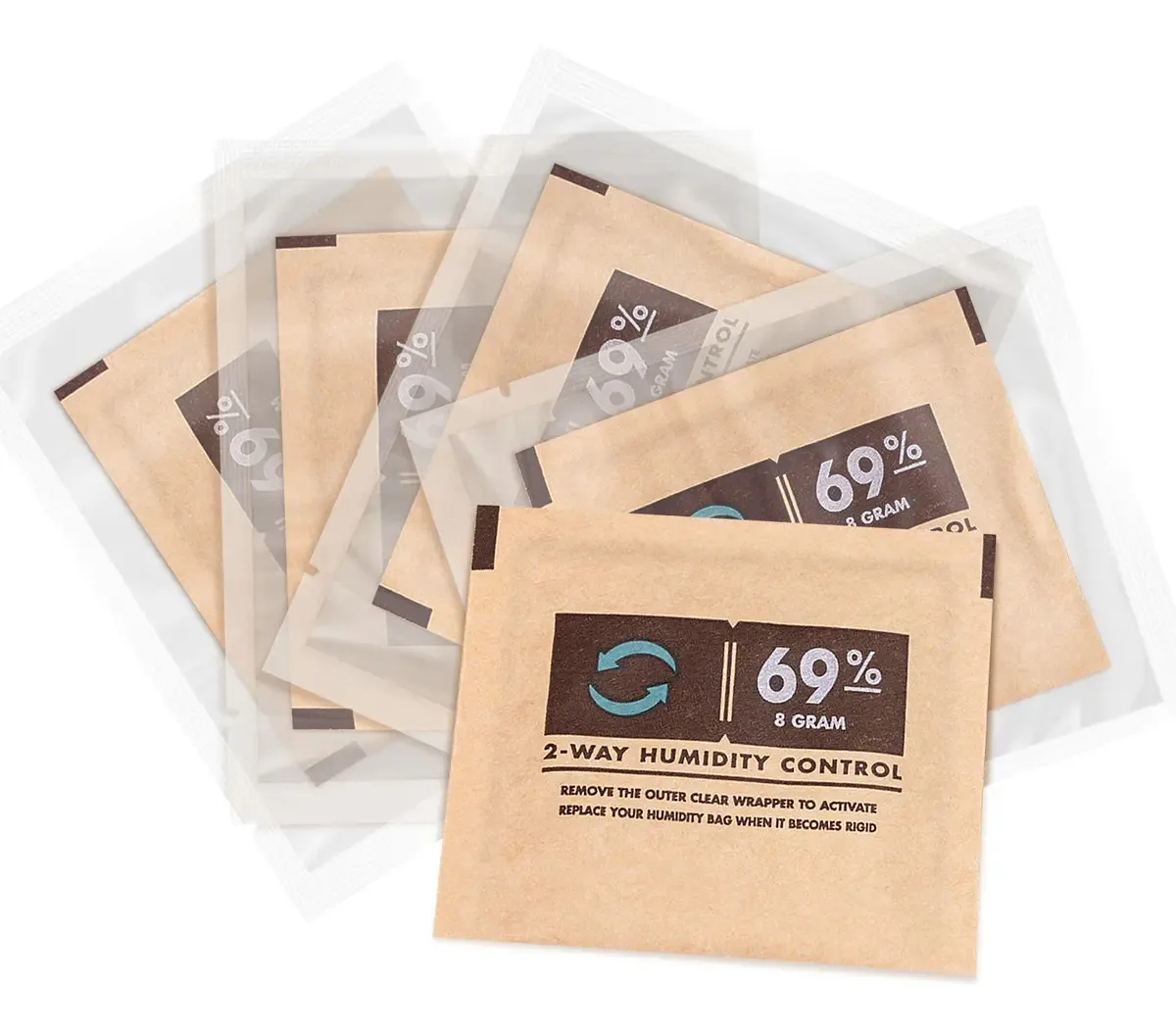 Pacotes de umidificadores de 69% Hr, controle de umidade bidirecional conveniente e versátil, pacotes de tamanho 8 g x 10, para umidificação de armários de charutos e armazenamento de alimentos