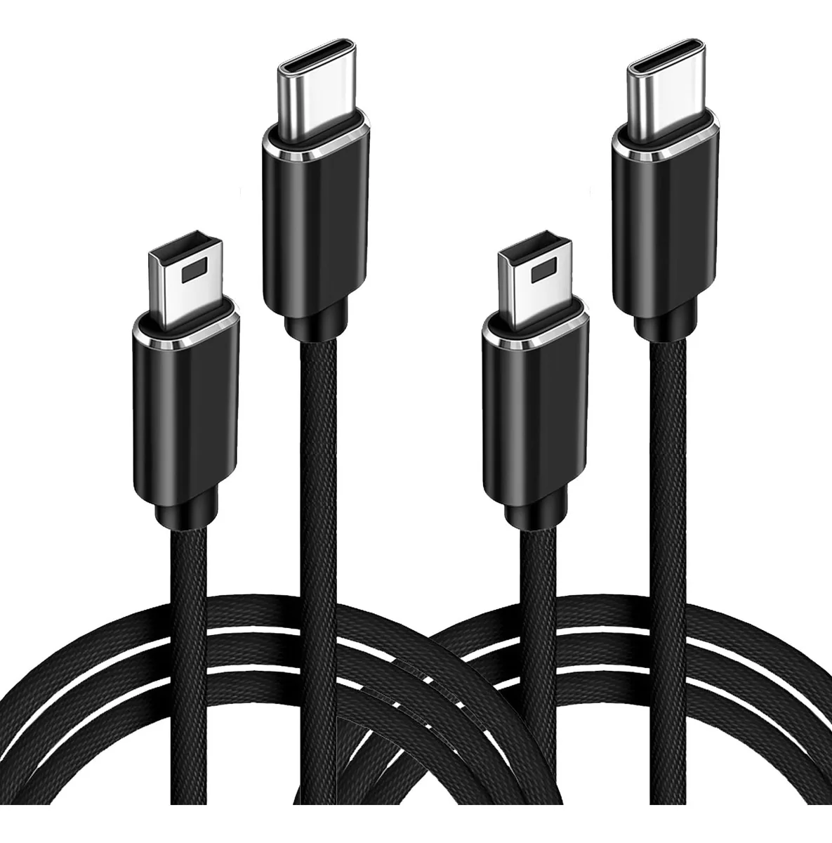 Pacote de 2 cabos mini USB para USB C, cabo USB C para mini USB