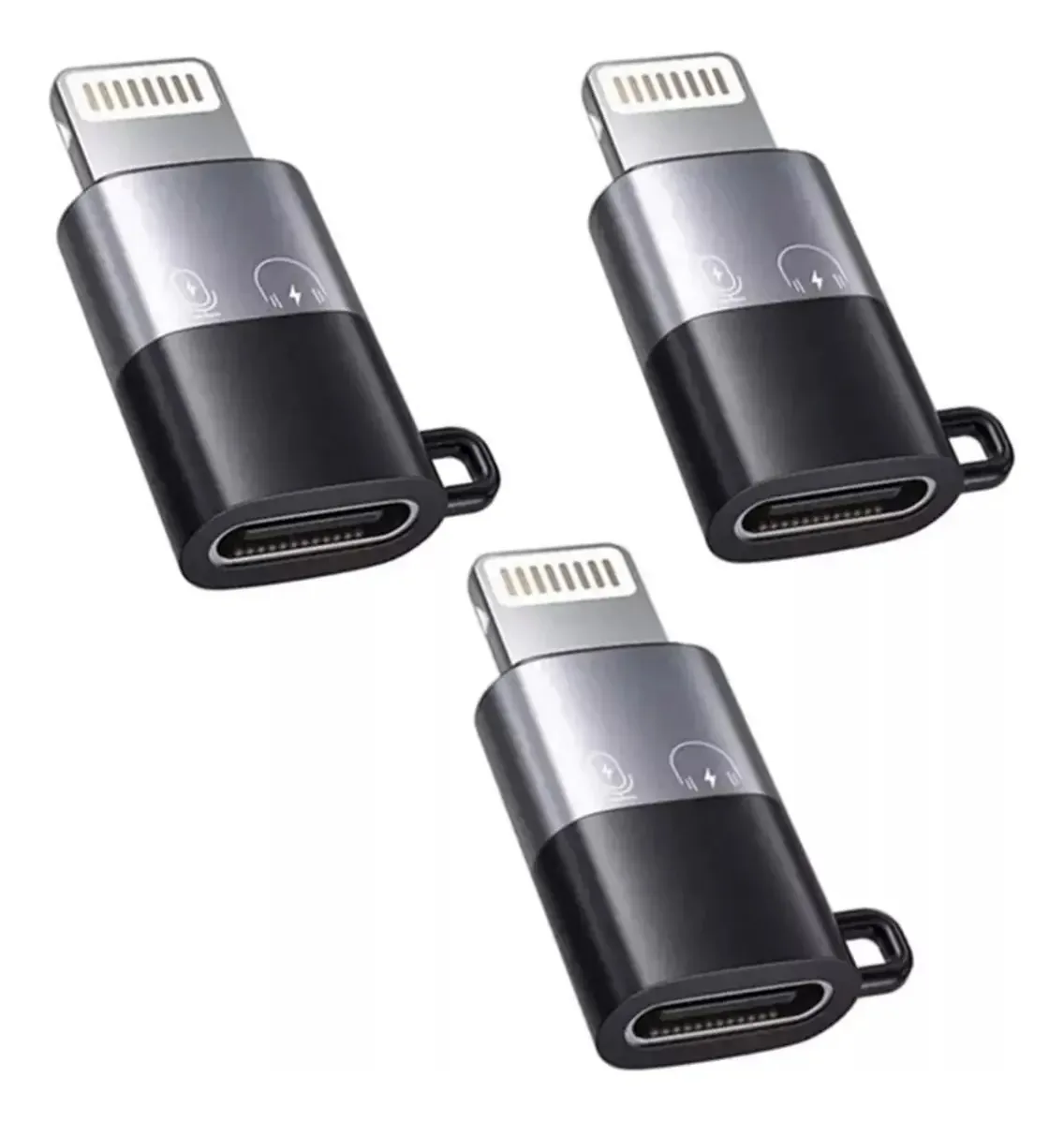 Adaptador USB masculino feminino de 3 peças para áudio do iPhone