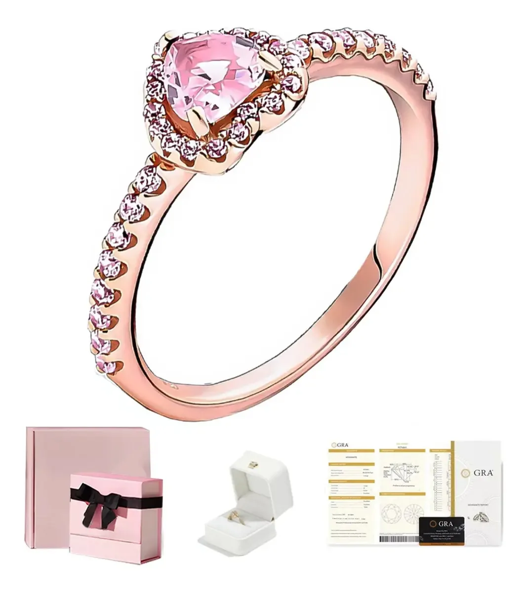 Anéis de noivado Pandora Silver Elegant Heart tamanho 8