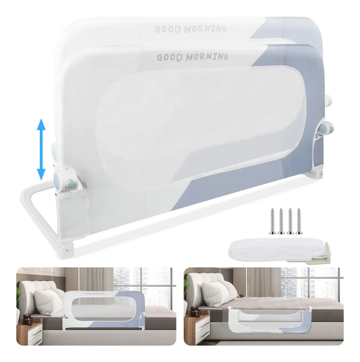 Grade De Proteção De Cama YT Infantil E Idoso Ajustável 120cm Dobrável