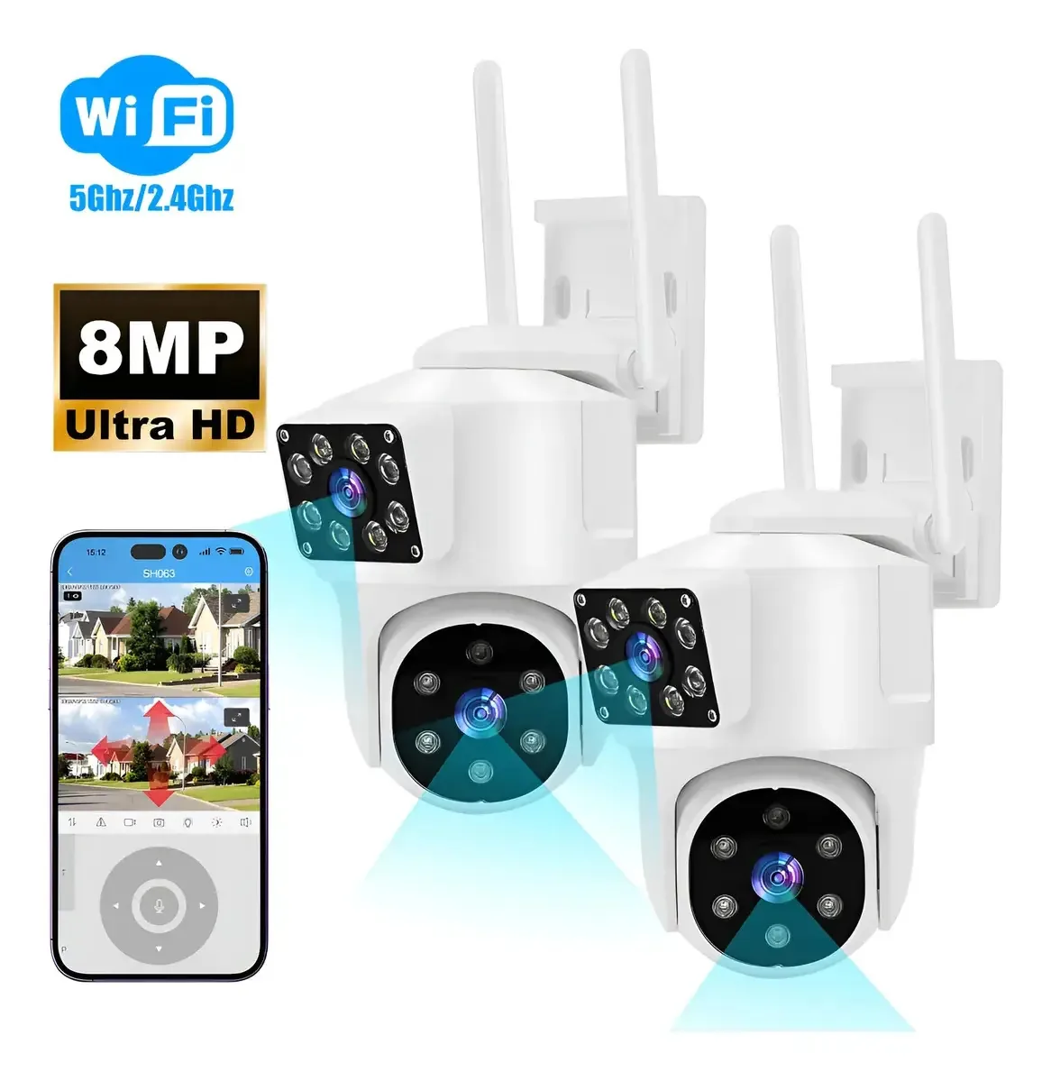 Kit 2 Camera Segurança Wifi Dupla Visao Noturna Externa