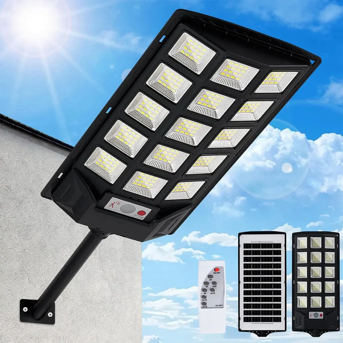 Lâmpada solar LED para exterior e jardim, luz solar exterior impermeável com sensor de movimento