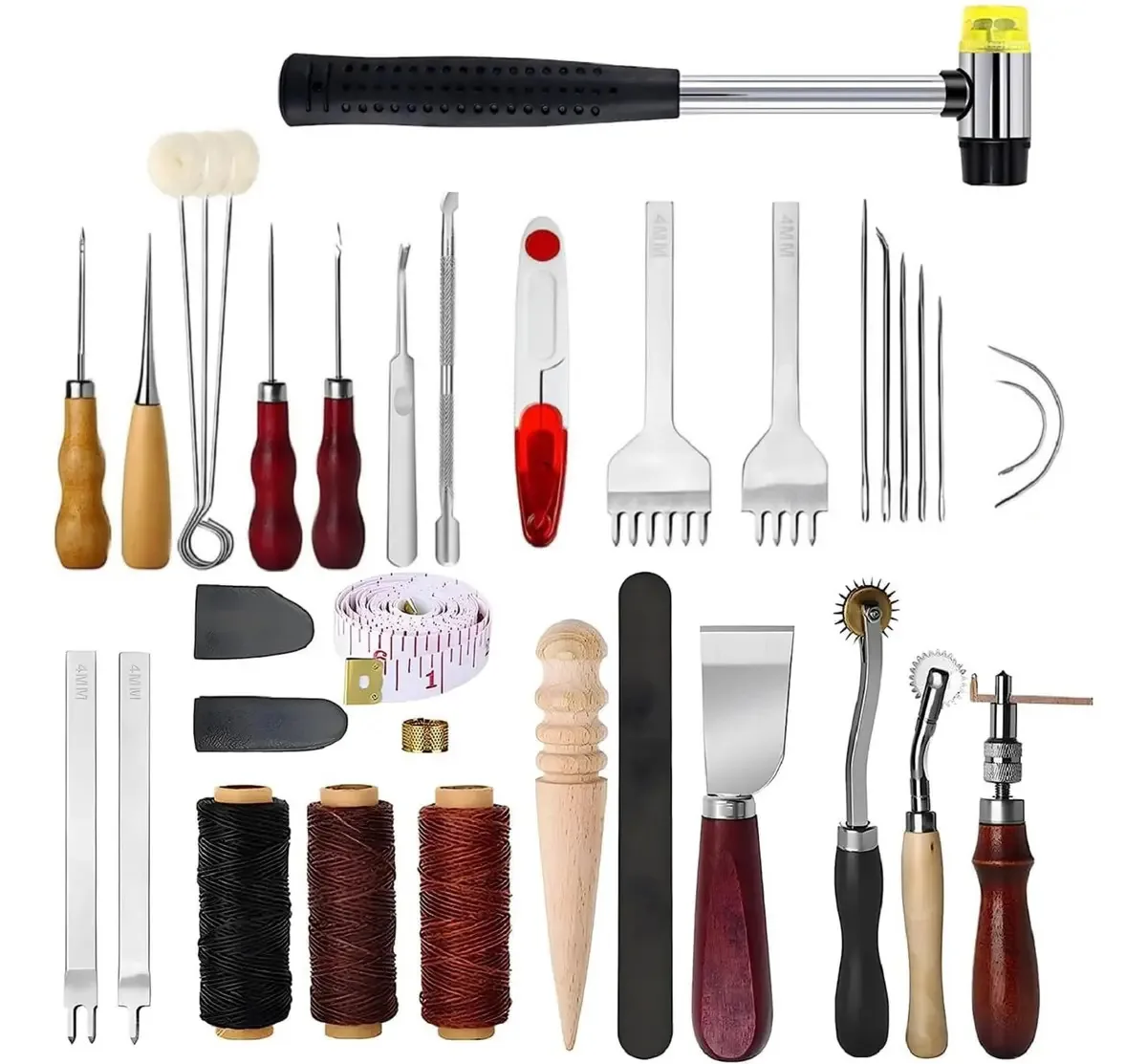 Kit de ferramentas de couro de 35 peças, couro, artesanato profissional, cor, terno de couro