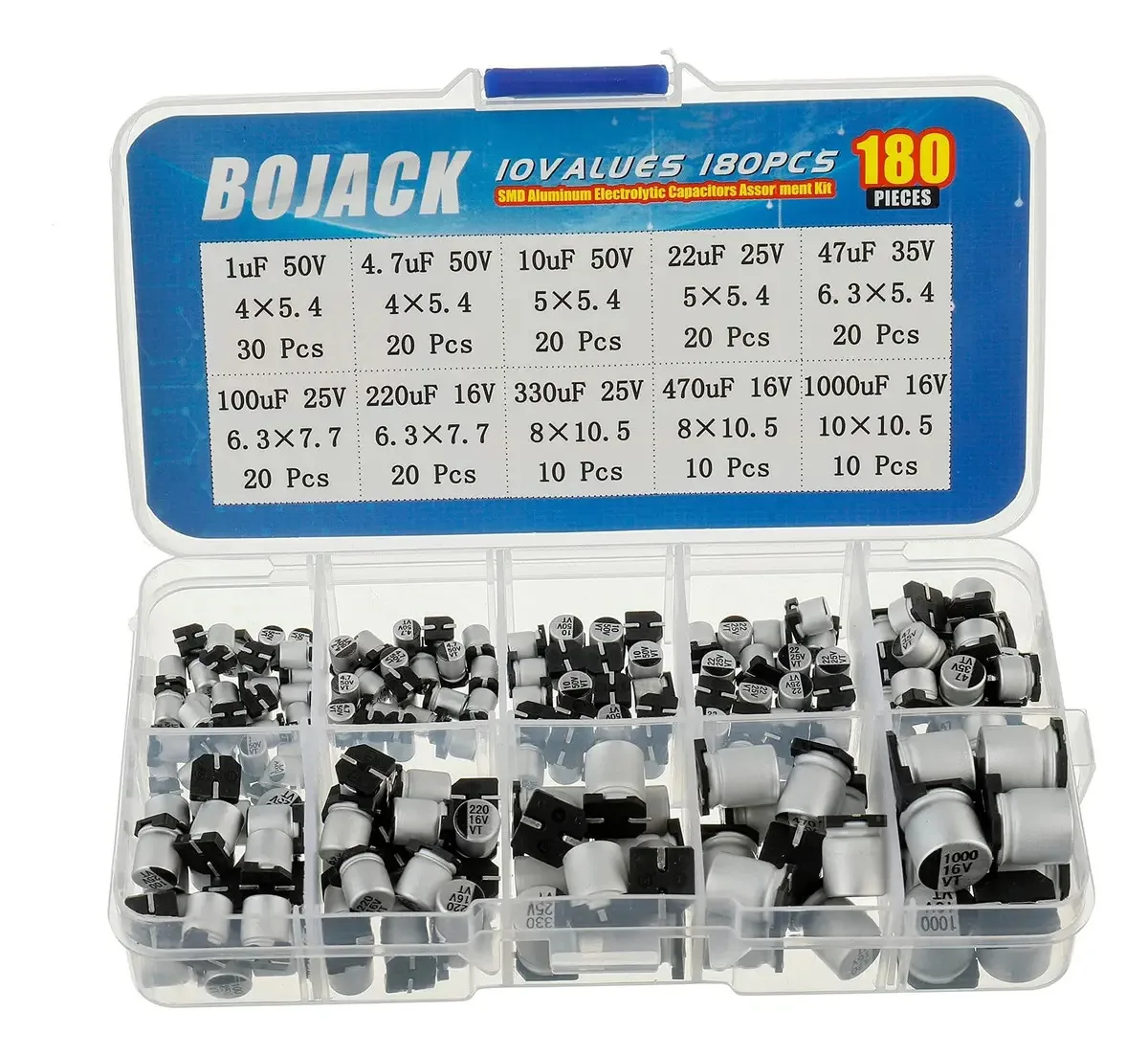 Kit de Capacitores Eletrolíticos Smd 10 Valores 1