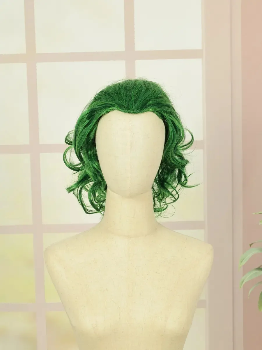 Queentas 14 polegadas Pelucas Para Homens Natural Verde Bob