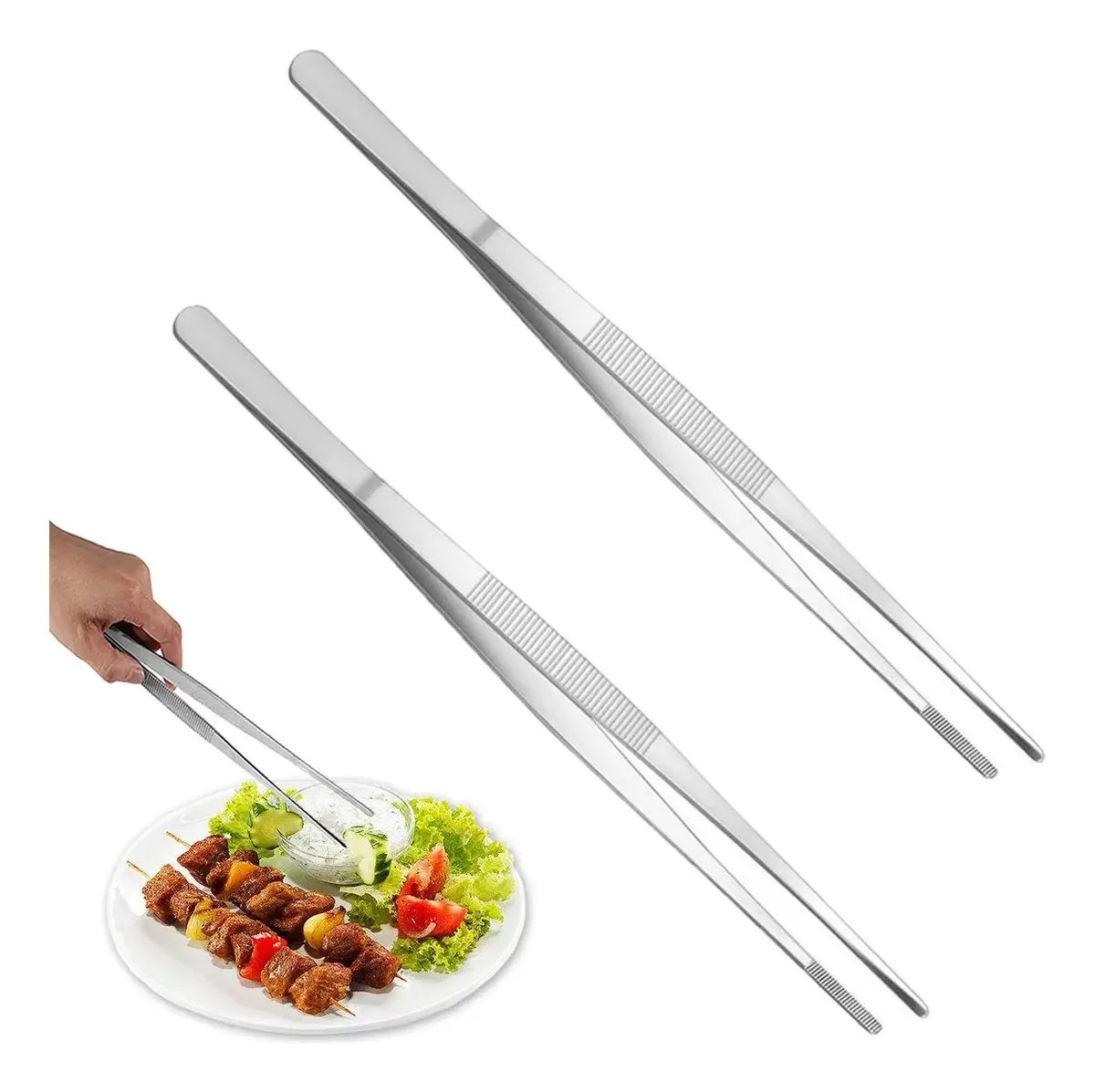 2 pinças de 12 polegadas, pinças de aço inoxidável, pinças