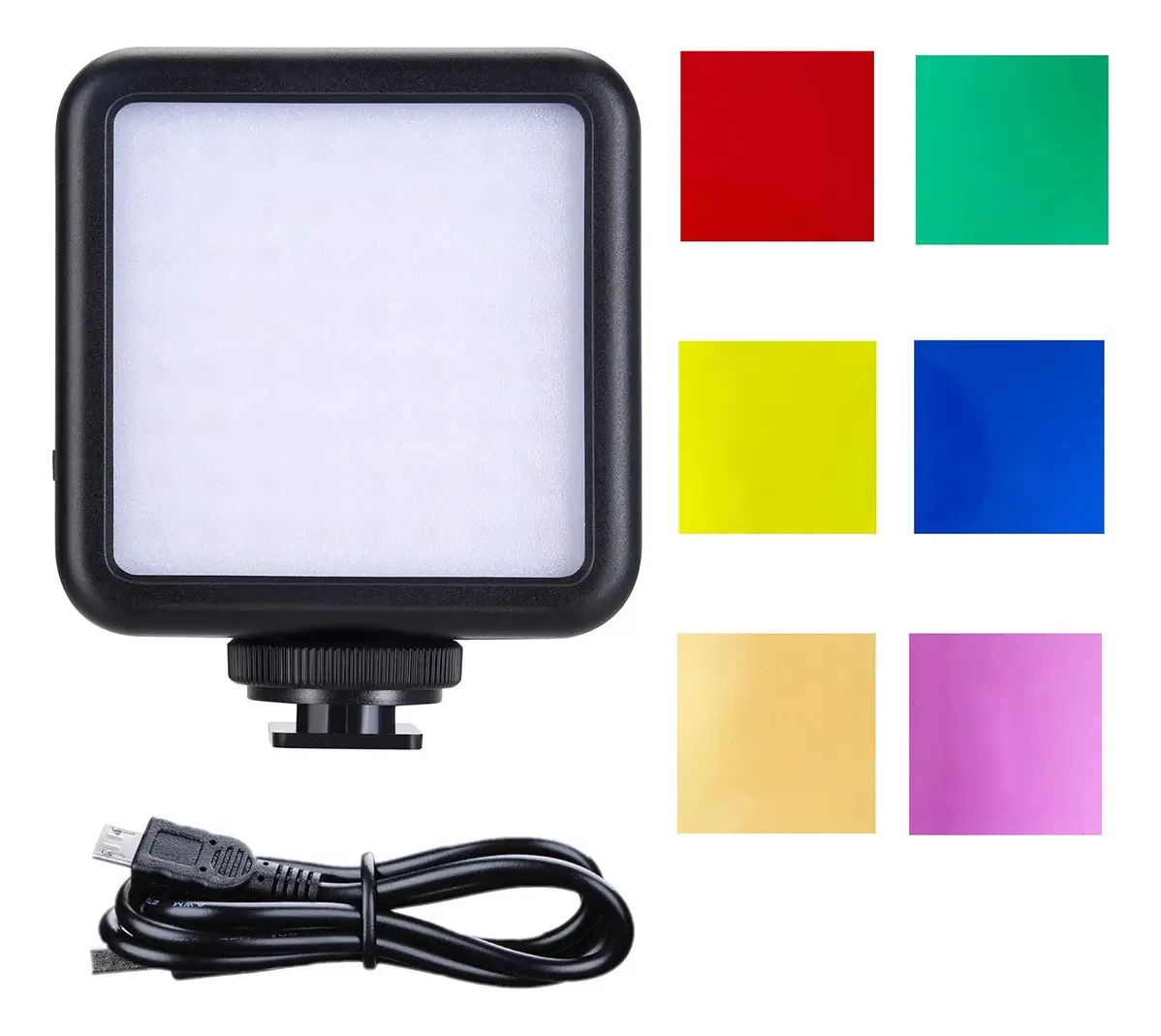 Luz de vídeo LED Math, luz de câmera 3D Cold Shoe, Iluminação