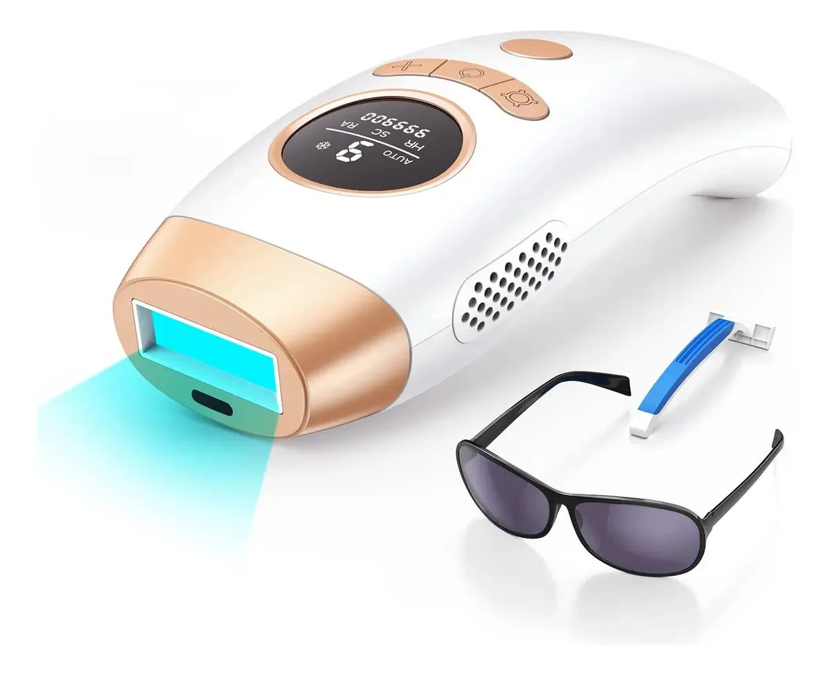 Depilação IPL, Depilação a Laser Permanente para Mulheres e Homens, Dispositivo de Remoção de Pelos com 999900 Flashes para Uso Doméstico em Pernas, Rosto, Braços e Corpo Inteiro