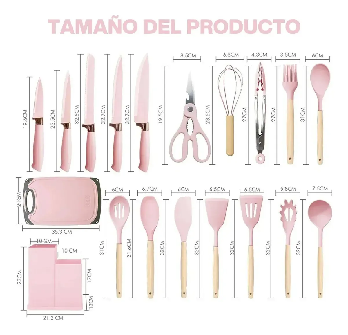 Ecovida, 19 peças de utensílios de silicone, utensílios de cozinha, espátulas, colheres de confeitaria, conjunto de utensílios de cozinha multifuncionais com faca, colher, batedor, espátula, clipe,...