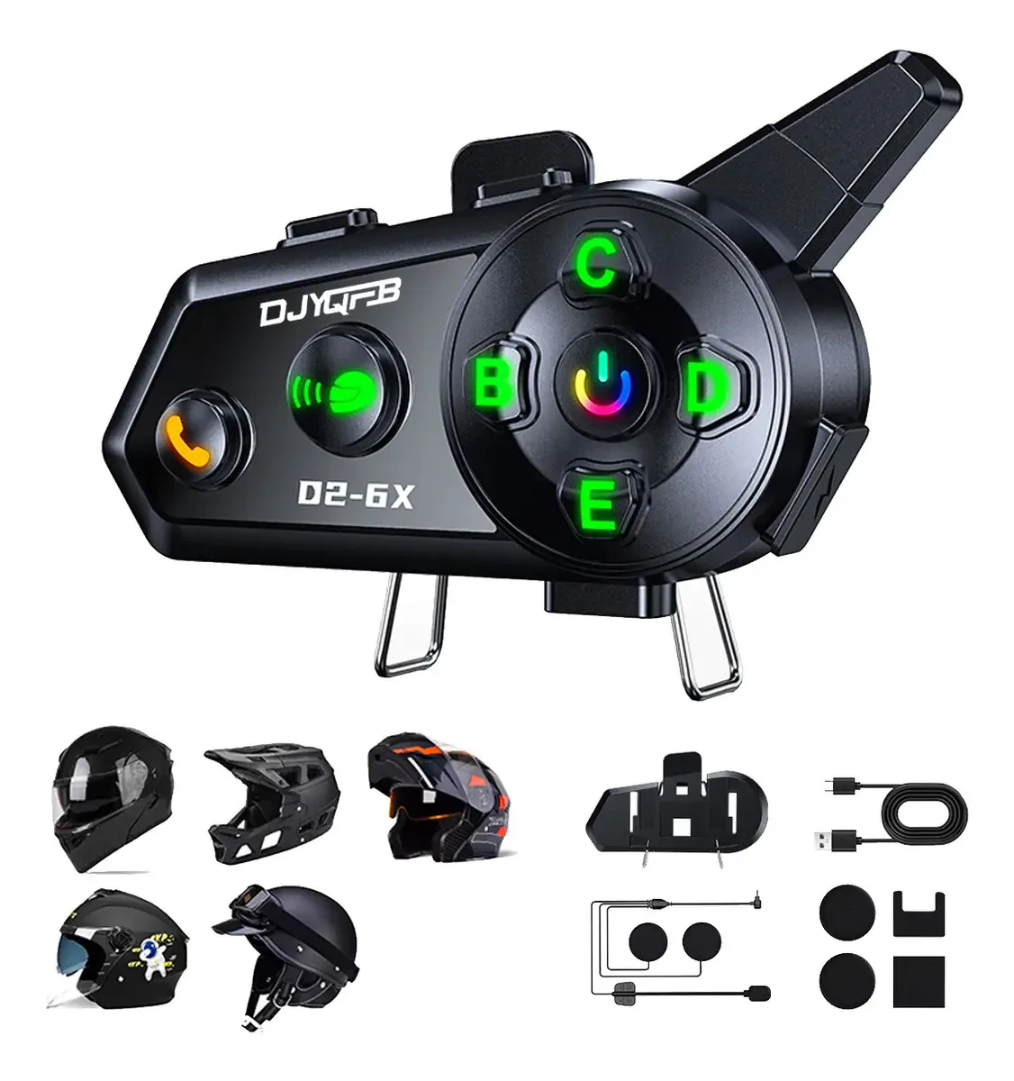 Intercomunicador Bluetooth para capacetes de motocicleta D2-6x