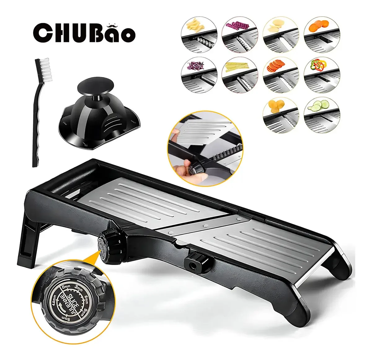 Ralador de cozinha Chubao Bandolim, cortador, cortador, cortador, raspador manual de vegetais, utensílios de cozinha multifuncionais ajustáveis