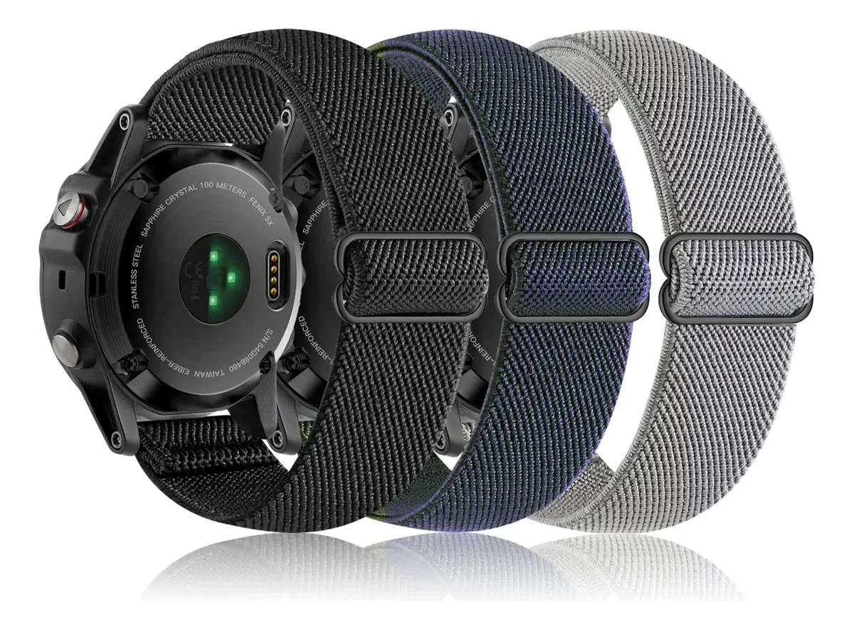 Pacote Bolesi de 3 alças compatível com nylon elástico Garmin Fenix 5x Band 26 mm para smartwatch Garmin Fenix 5x Plus/Fenix 3/Fenix 3 HR/Tactix/D2 Delta Px
