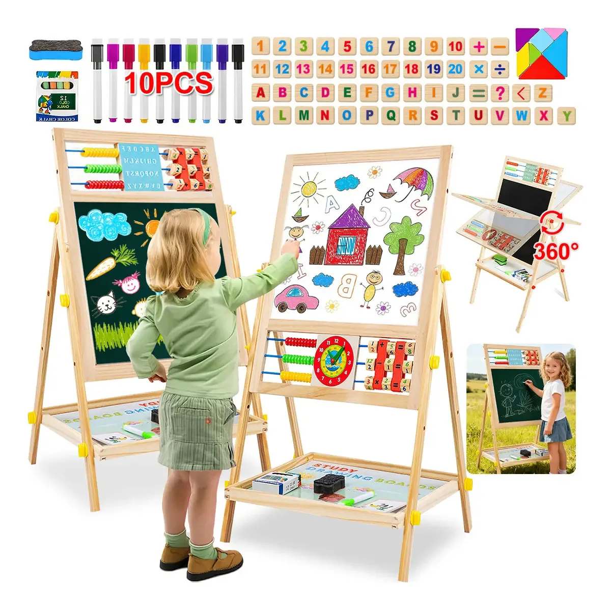 Pizarron Magnetico Caballetes Double Cara Infantil Niños Arte