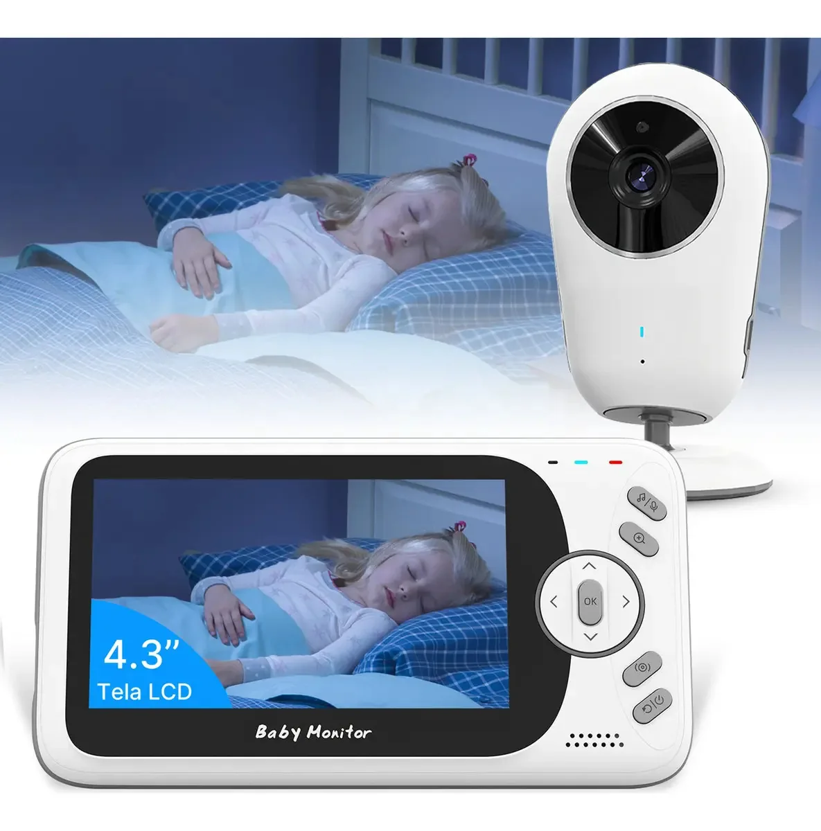 Babá Eletrônica YT Sem Fio Visão Noturna Tela 4.3'' Áudio Bidirecional 300m