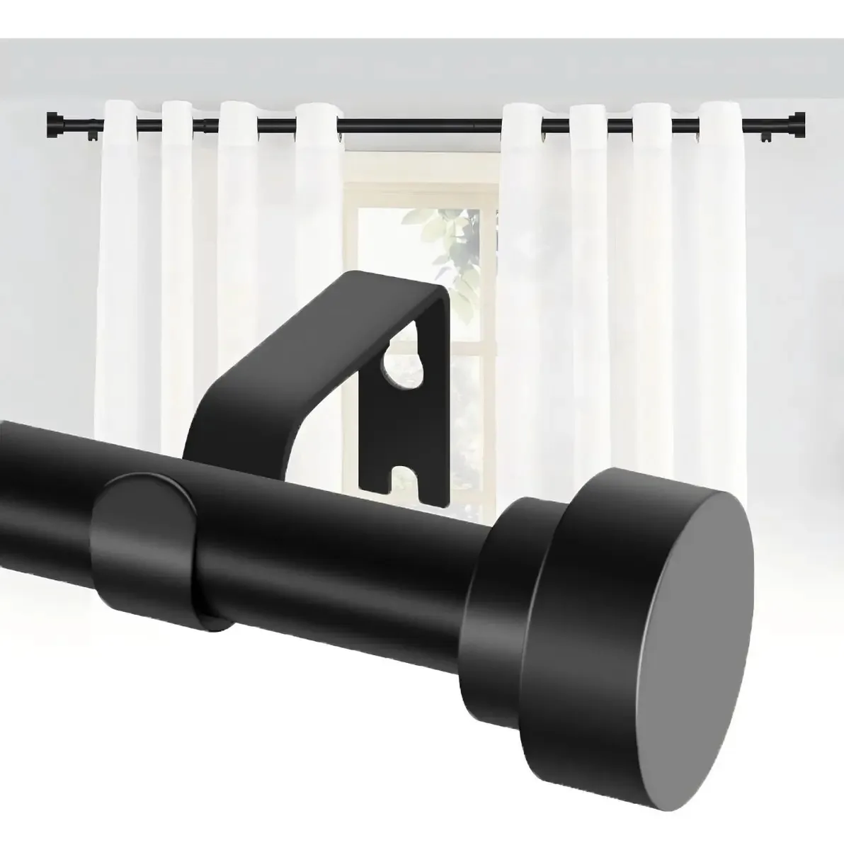 Comprimento mínimo da haste de cortina ajustável de 80 cm comprimento máximo de 2,32 m cor Unicame cor preto