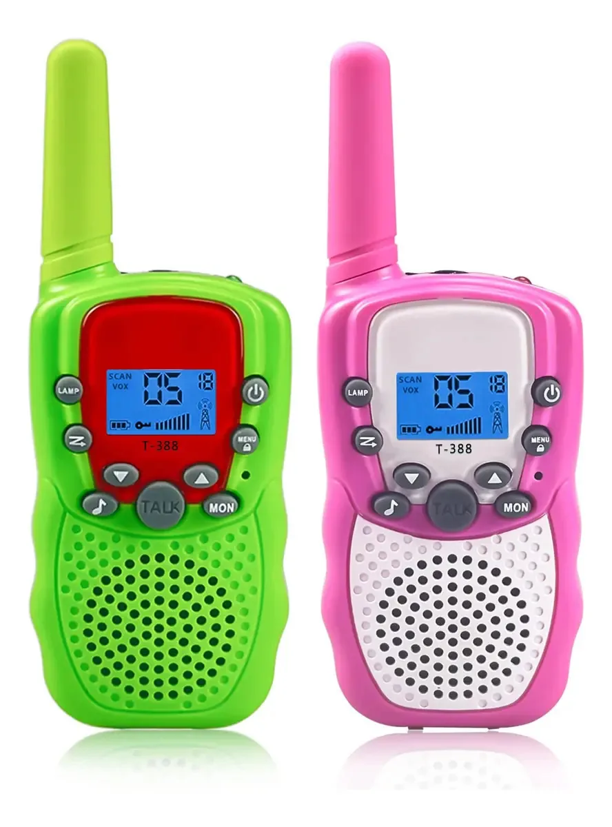 Walkie Talkies Wcfish para crianças, pacote de 2 22 canais,. Cor verde+rosa (verde+rosa)