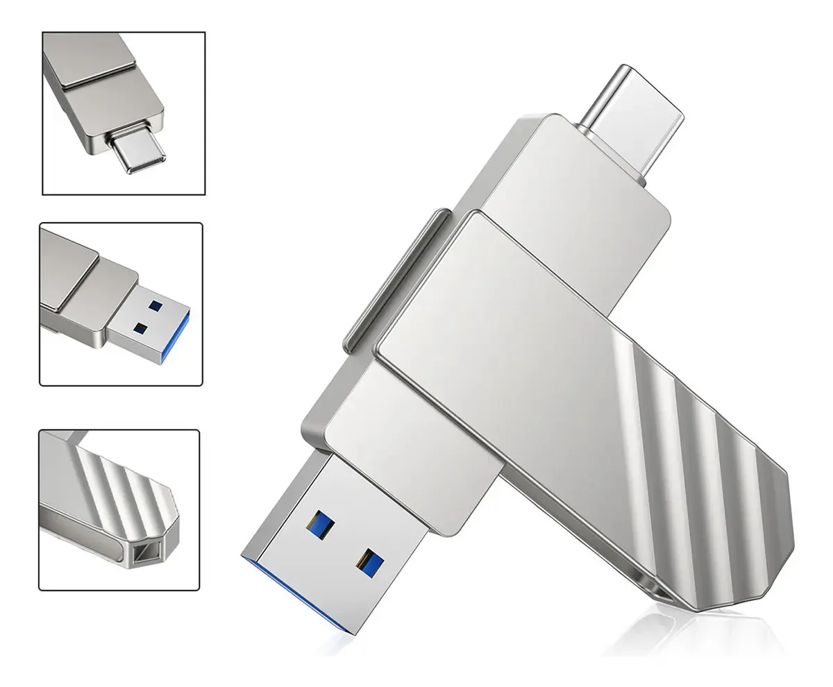Pen Drive Topesel U600 128GB Dual USB Tipo C 3.2 Prateado