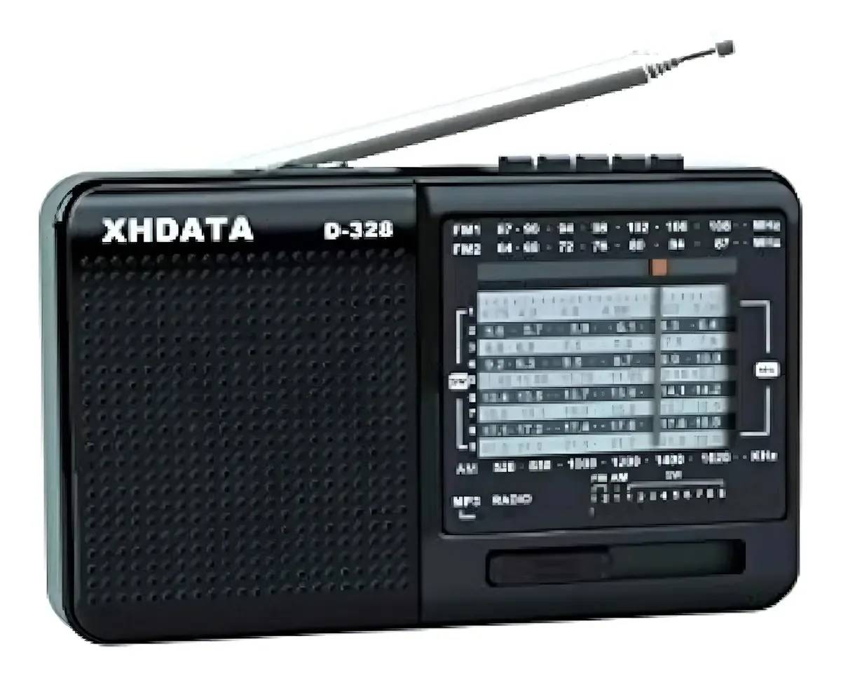 Rádio Portátil Xhdata D328 Leitor Mp3 Fm Am Sw Recarregavel Preto
