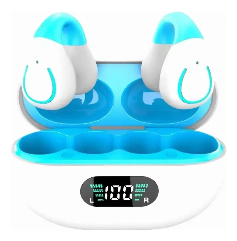 Fone De Ouvido Bluetooth 5.4 Condução Óssea Condução Aérea Sem Fio Tws Esportivo Conexão Ultra Rápida Esportivo Clip-ear Ajustáveis 8h Bateria De Longa Duração Academia Corrida Caminhada Bike Branco