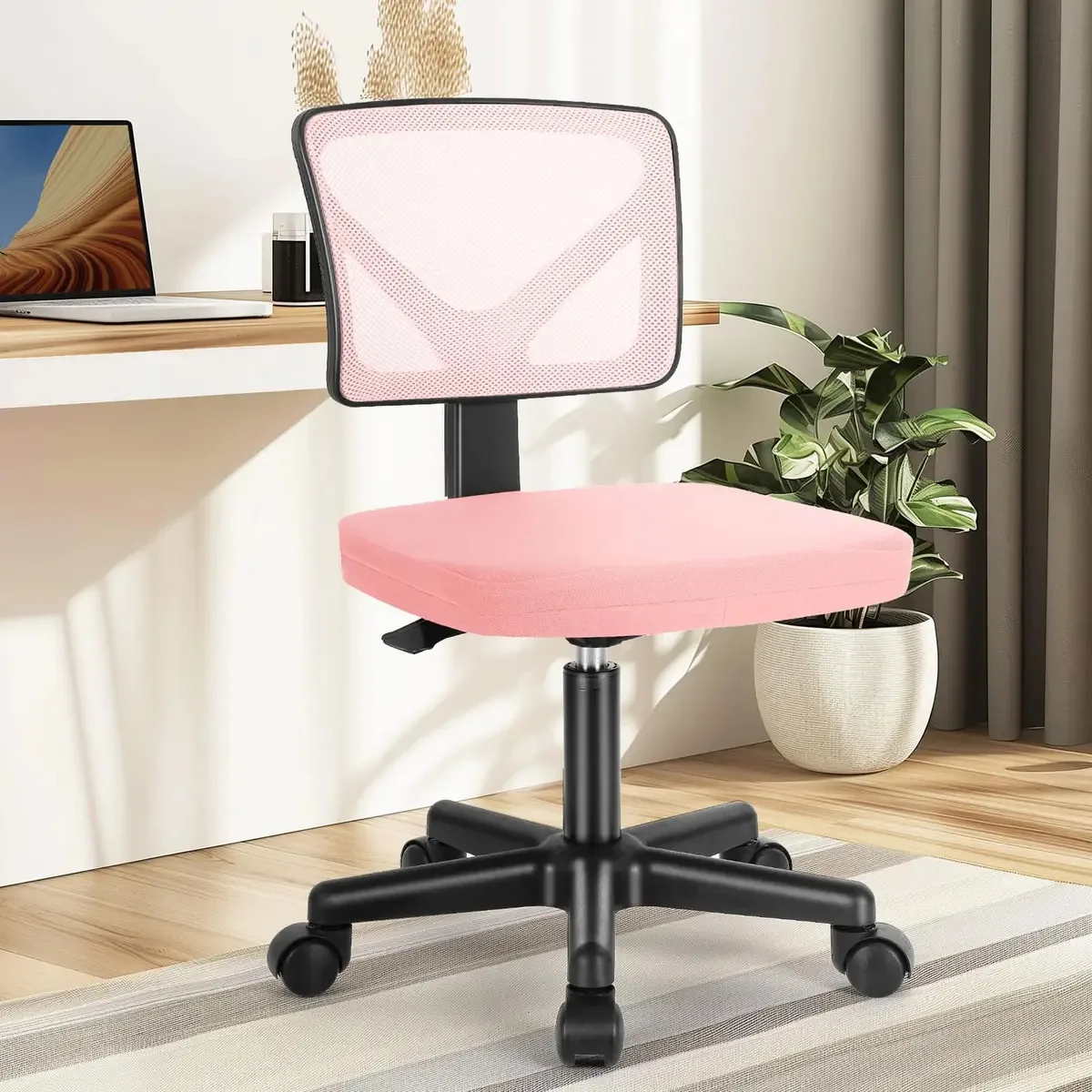 Cadeiras de mesa Dumas sem apoios de braços com rodas, ergonômicas