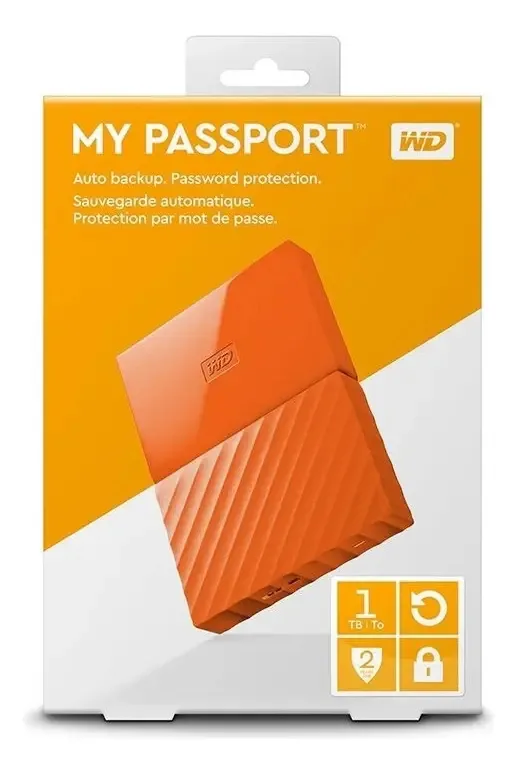 Hd Externo Western Digital My Passport 1tb Laranja Usb 3.0