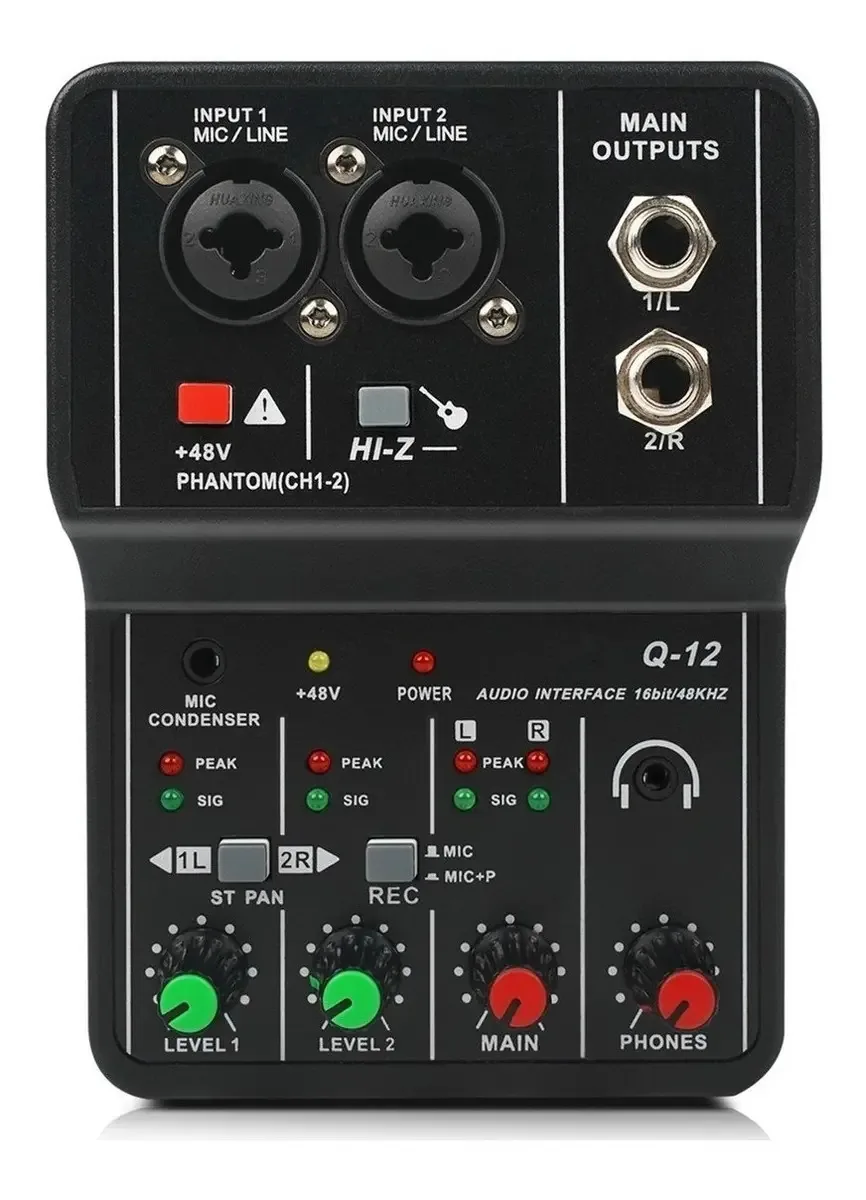Interface de áudio Q-12 Phantom Computer Placa de som