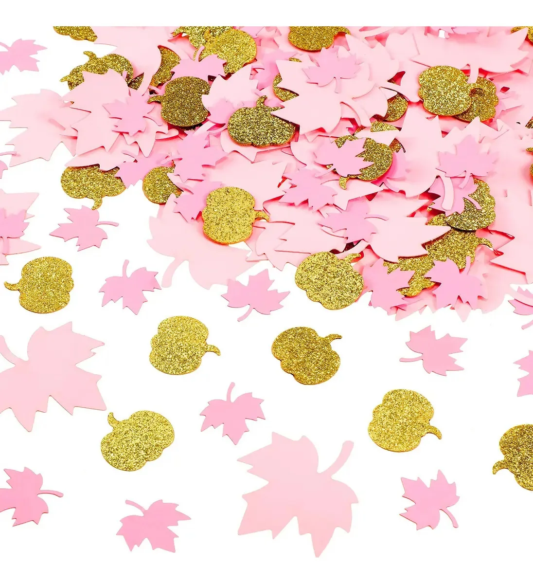 Confete de abóbora rosa e dourado, 300 peças para festa