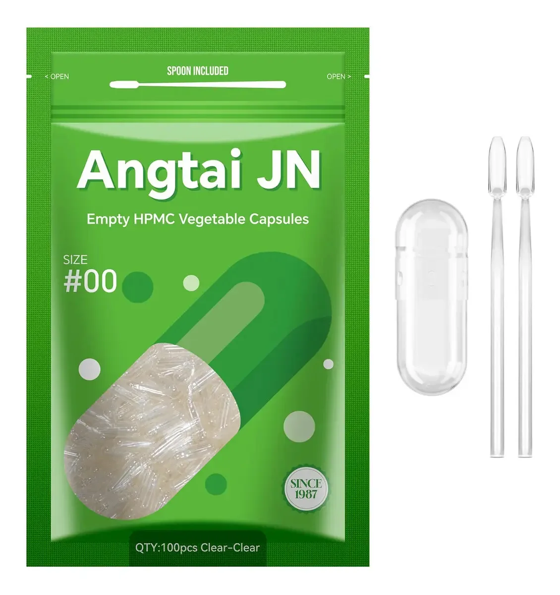 Cápsulas Vazias Angtai, Tamanho 00, Vegetarianas, 100 Unidad