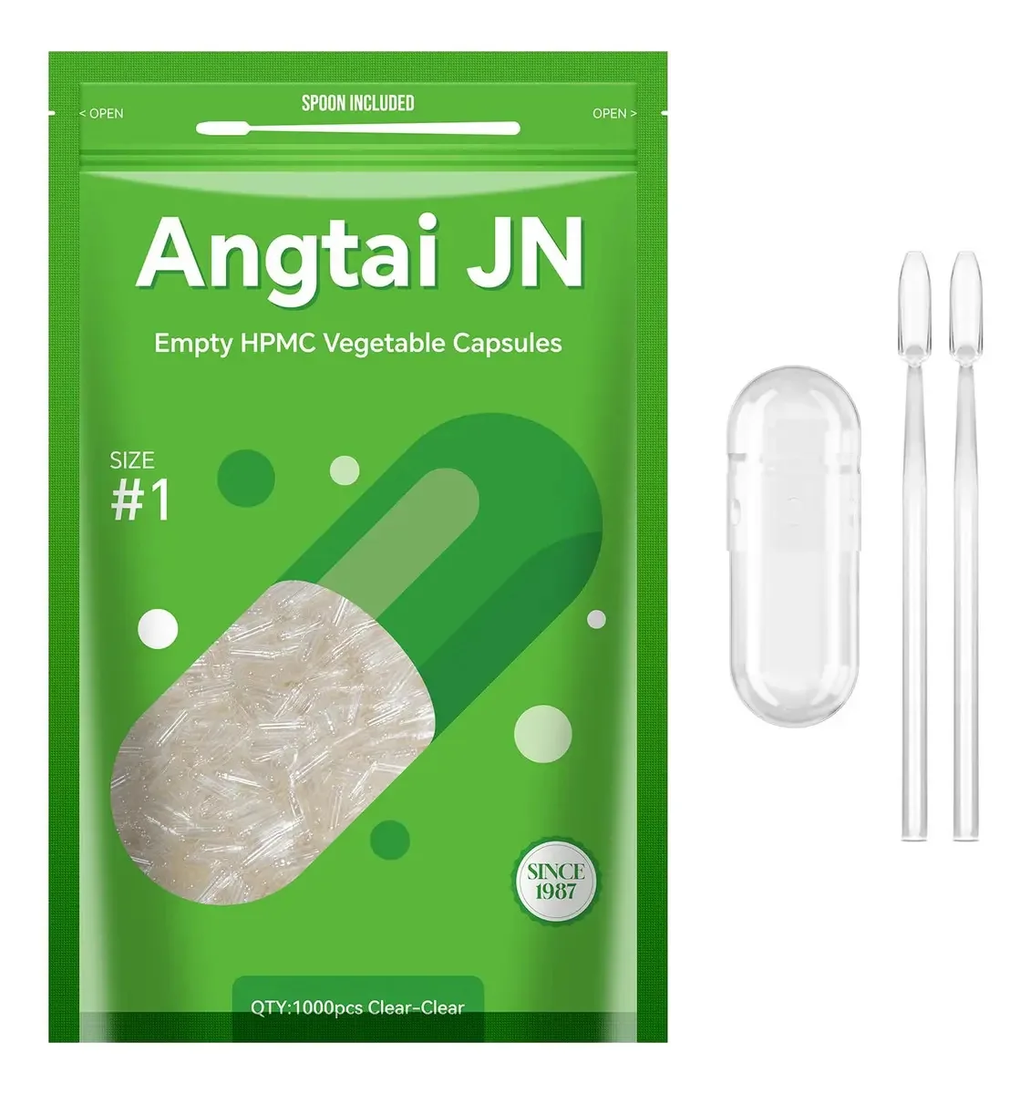 Cápsulas Vazias Angtai, Tamanho 1, Veganas, 1000 Unidades, C