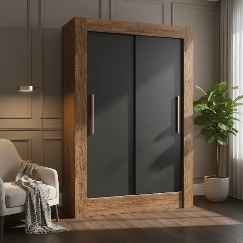 Armário Placard 2 portas deslizantes, cor do quarto: preto