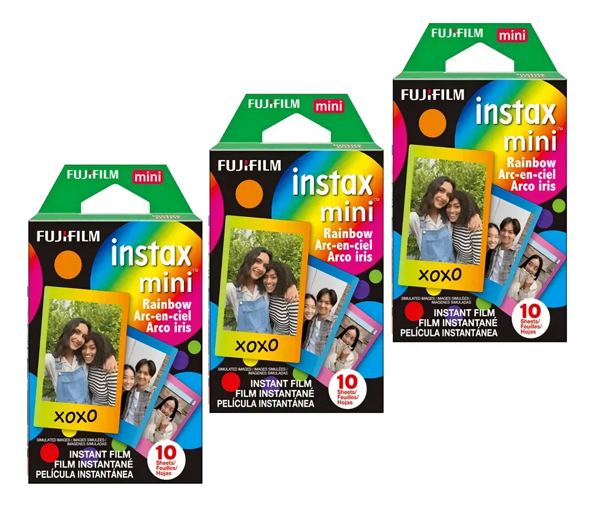 Combo De Filmes Fujifilm Instax Mini Rainbow 30 Fotos