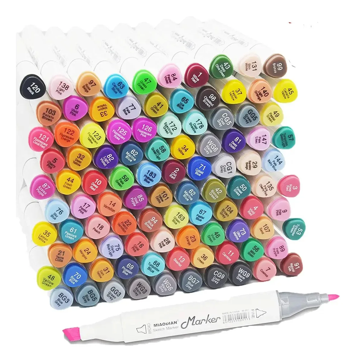 Marcadores artísticos de 100 cores Marcadores de arte dupla de álcool