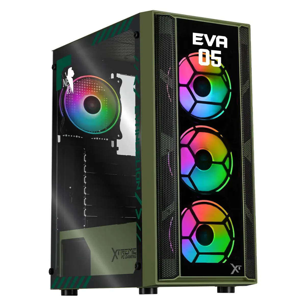 Armário Cxtev5krdg Xtreme PC Gaming Evangelion 05 Comic Edition Half Tower 4 Fan Argb Military Green