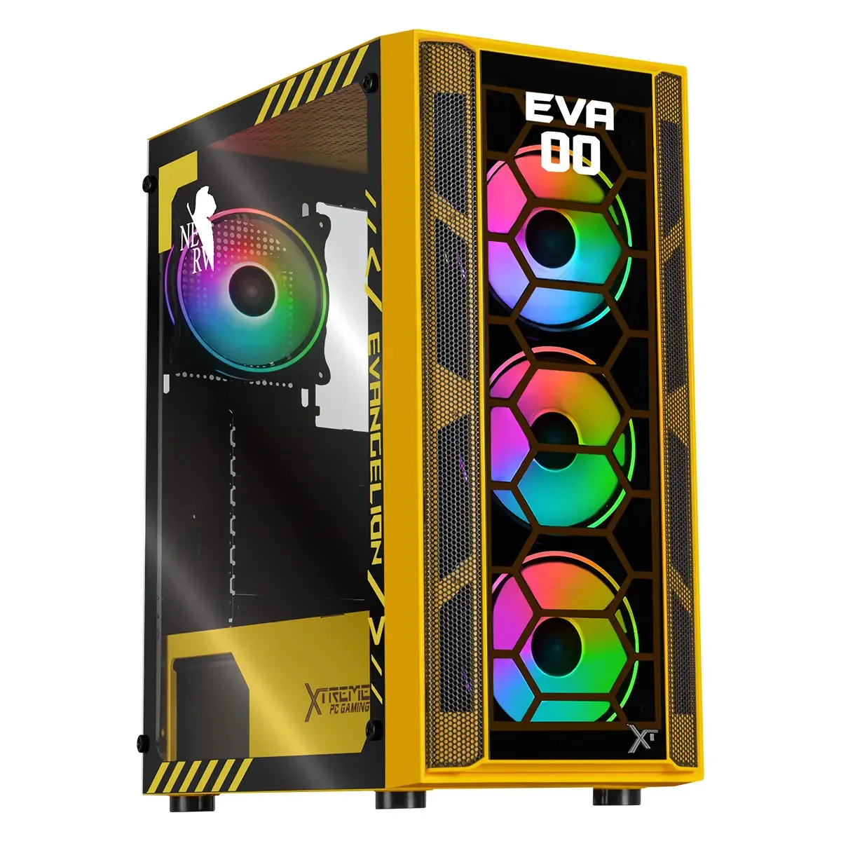 Armário de meia torre Xtreme Pc Gaming Evangelion 00 Comic Edition com 4 ventiladores Argb Yellow CXTEv0ye