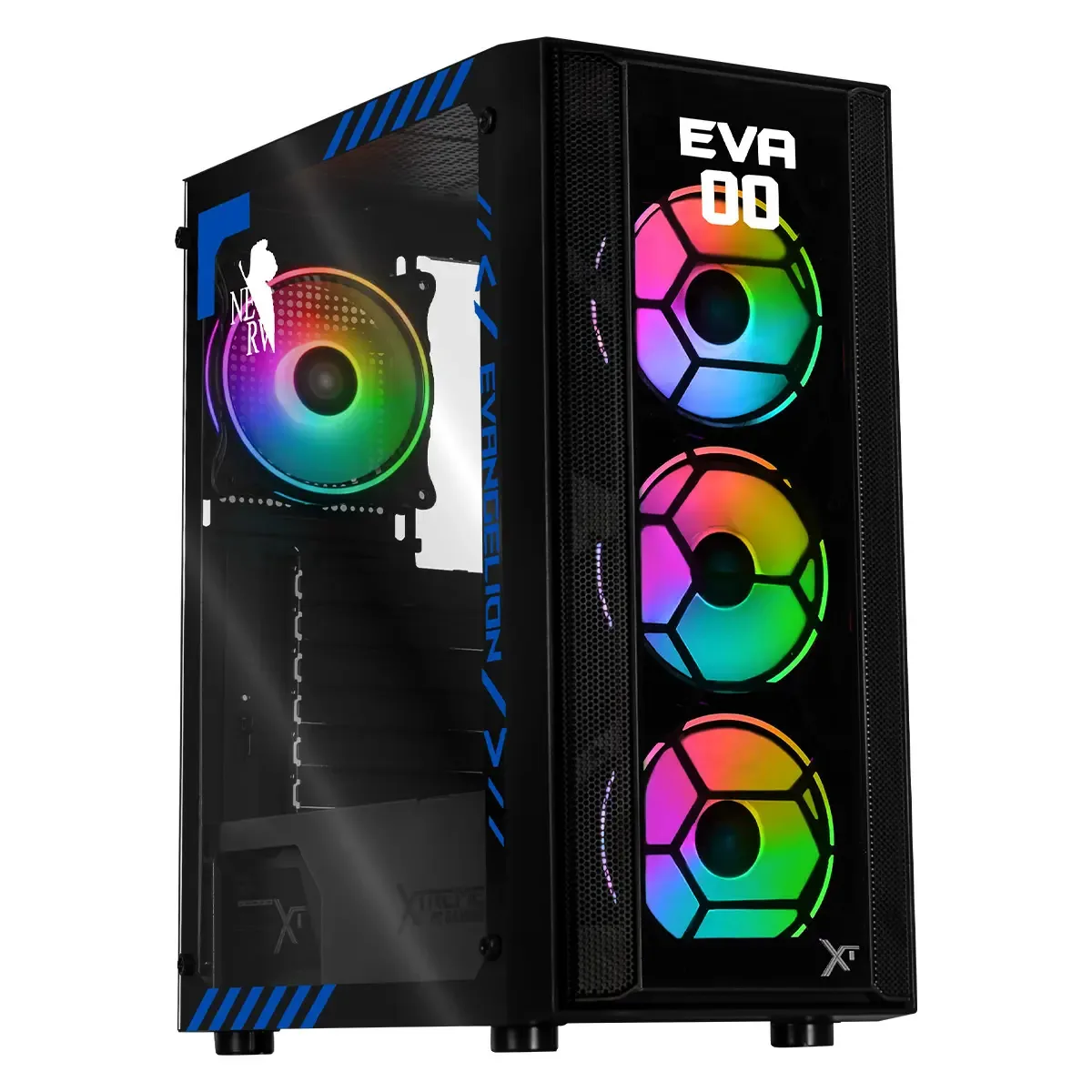 Armário de meia torre Xtreme Pc Gaming Evangelion 00 Comic Edition com 4 ventiladores Argb Black Cxtev0bk