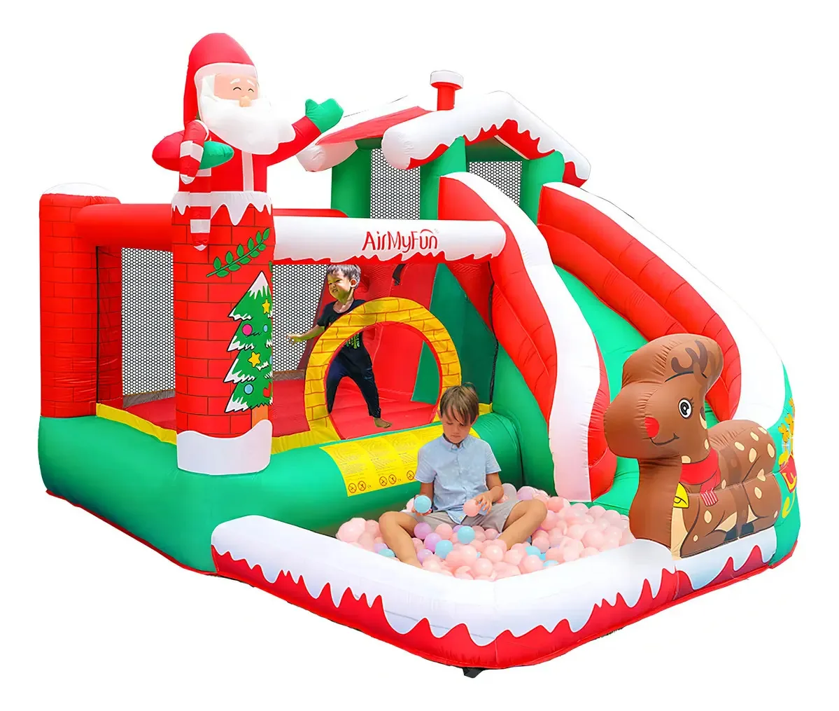 Casa de Natal inflável Airmyfun com corrediça de água inflável