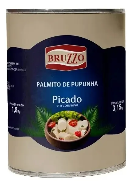 Bruzzo picado agua em lata