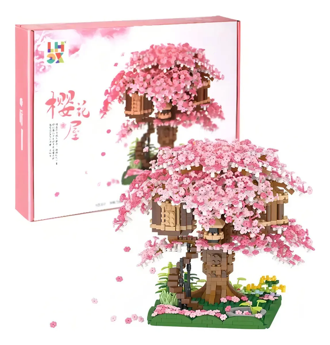 Brinquedo de blocos de construção para montar brinquedos de descompressão Bonsai Tree Cherry Heaimo 2028