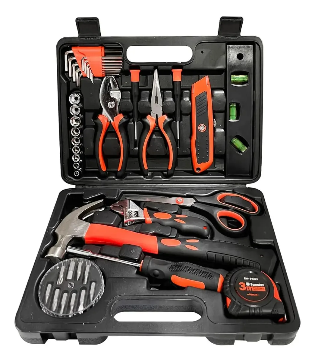 Conjunto de 42 kits universais de ferramentas mecânicas manuais - preto