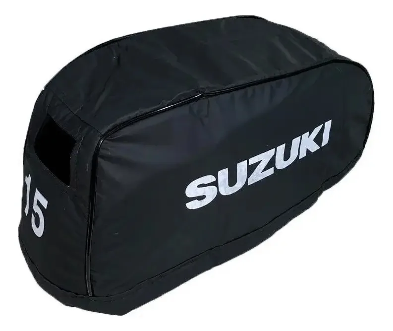 Capa de Capô Preta Náutica Suzuki 15HP À Prova D'Água UV HF Náutica
