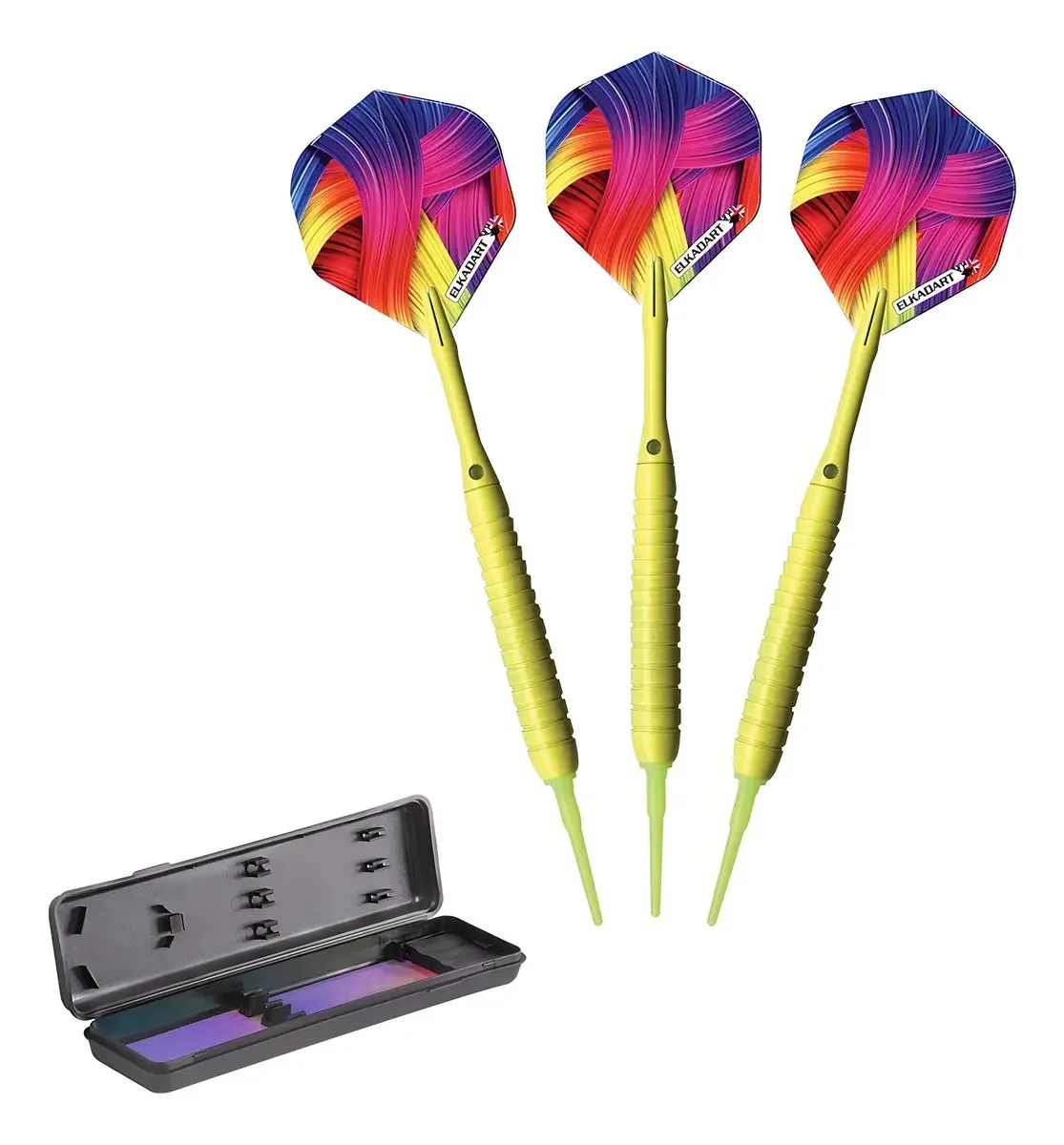 Dardos Elkadart Neon Soft Tip com armazenamento/estojo