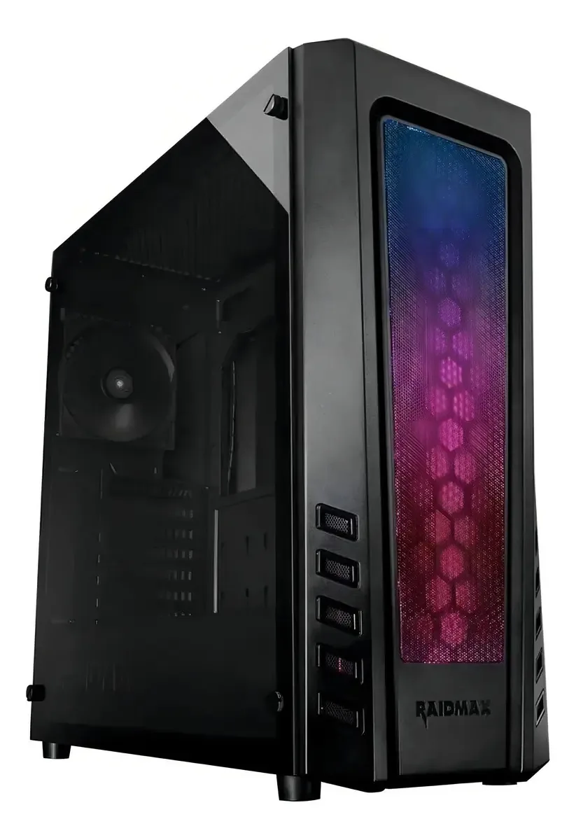 Armário de vidro temperado Gamer Rgb Mid Tower Pc cor preta
