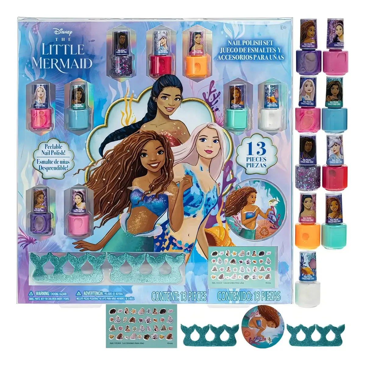 Kit de Manicure Jogo Esmaltes para Unhas e Acessórios Disney Cor Água