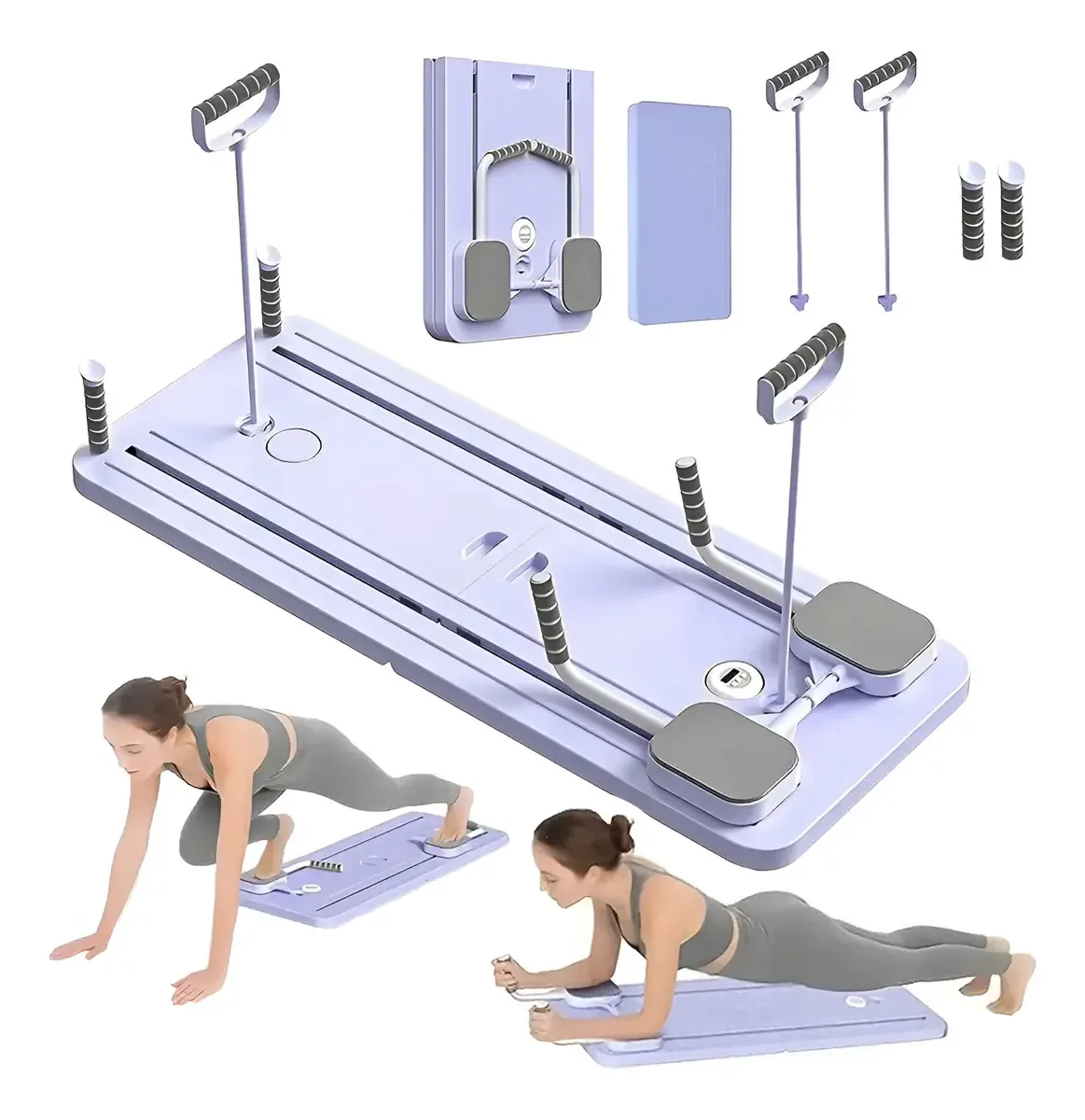 Placa abdominal Pilates Home Reformer com rebote automático, cor violeta