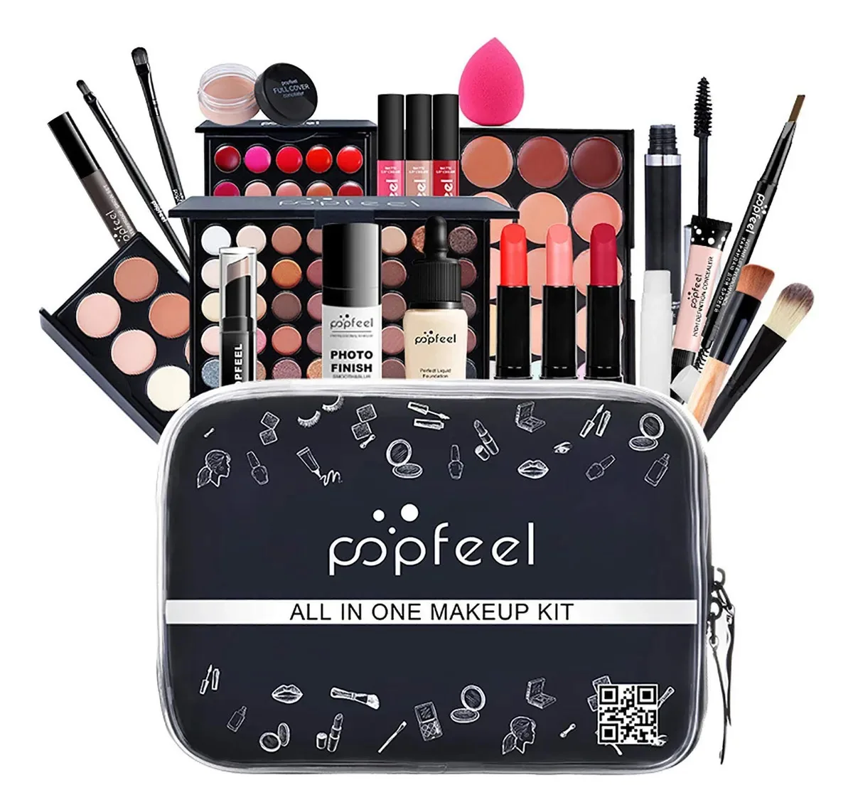 Kit de Maquiagem com 24 Peças, Conjunto de Maquiagem, Kit de Maquiagem para Viagem, Kit de Maquiagem Feminino, Kit de Cosméticos Completo para Iniciantes, Kit de Maquiagem Tudo-em-Um