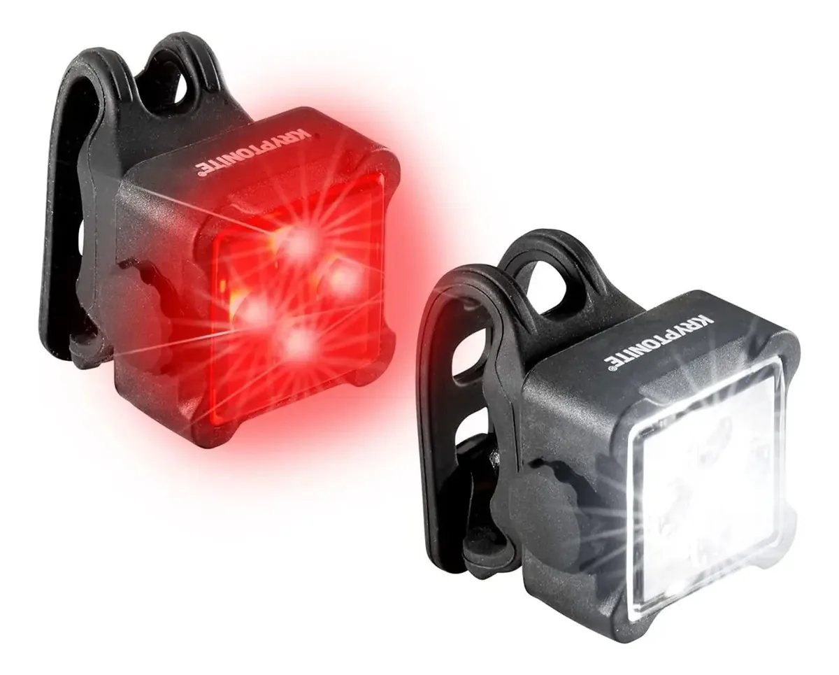 Luzes dianteiras e traseiras de criptonita, para bicicletas, LED