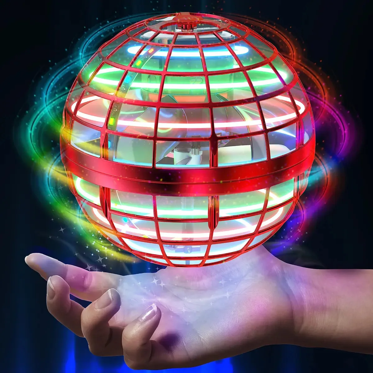 Drone de brinquedo Amerfist Magic Sphere com forma esférica vermelha