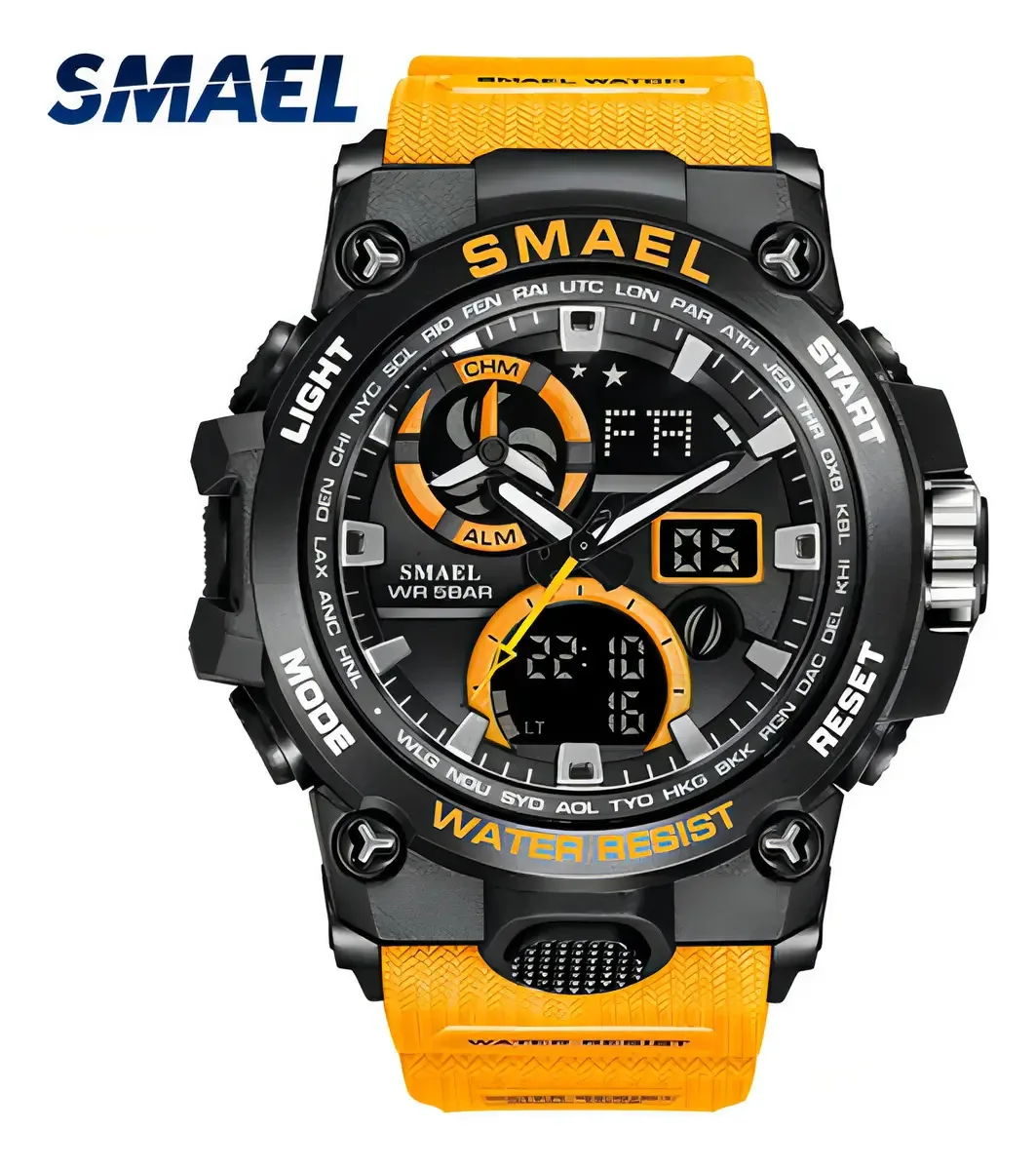 Relógios de exterior luminosos impermeáveis Smael Orange Strap Color